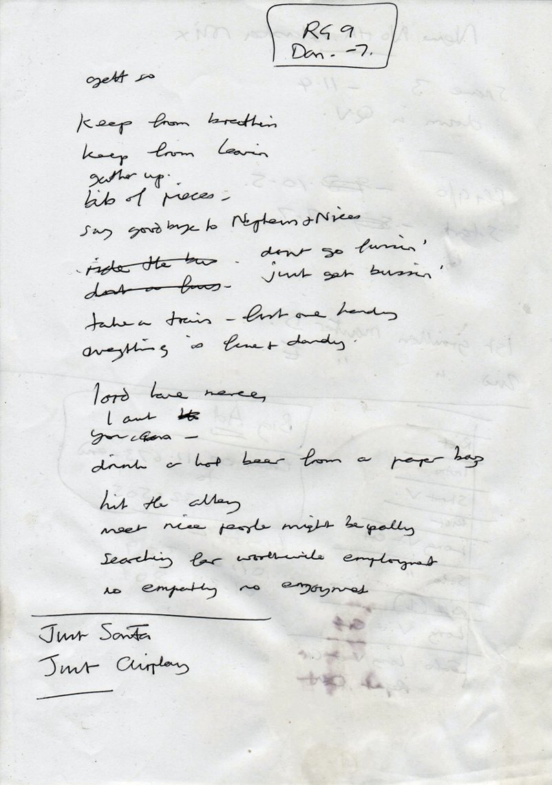 Mick Clarke - Fine and Dandy Original Lyric Notes'